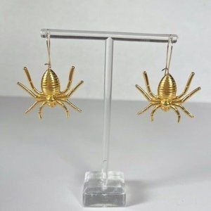 *50% OFF! Golden spider earrings dangle drop arachnid spiders gold gypsy